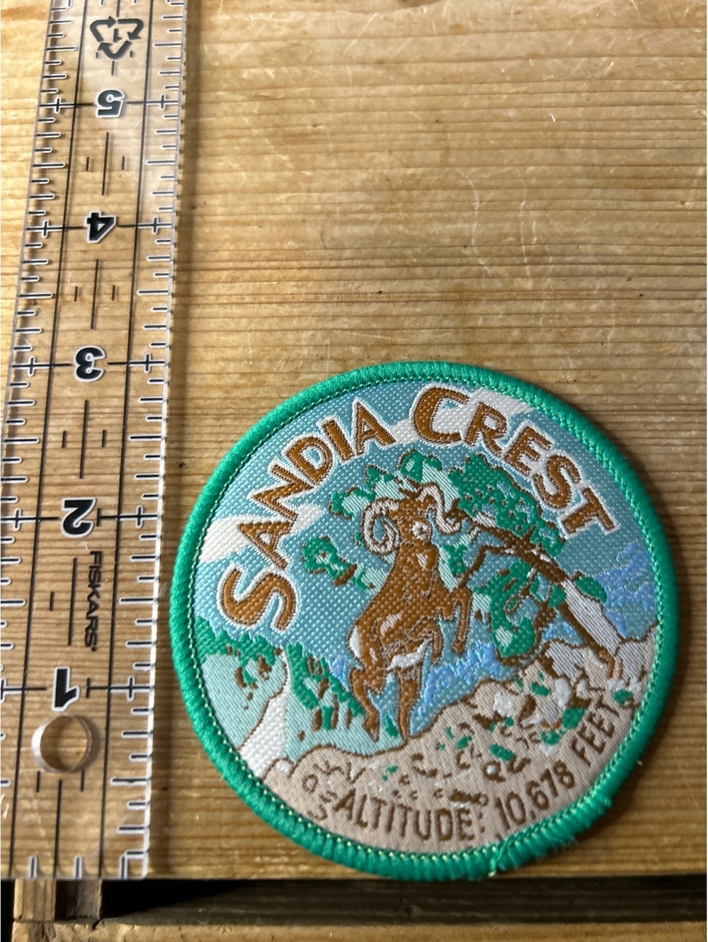 Sandia Crest Embroidered Patch with Mountain Goat Design